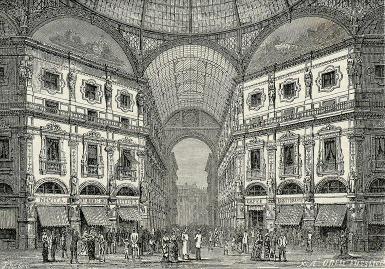 immagine strorica della Galleria Vittrorio Emanuele II vista dall'interno